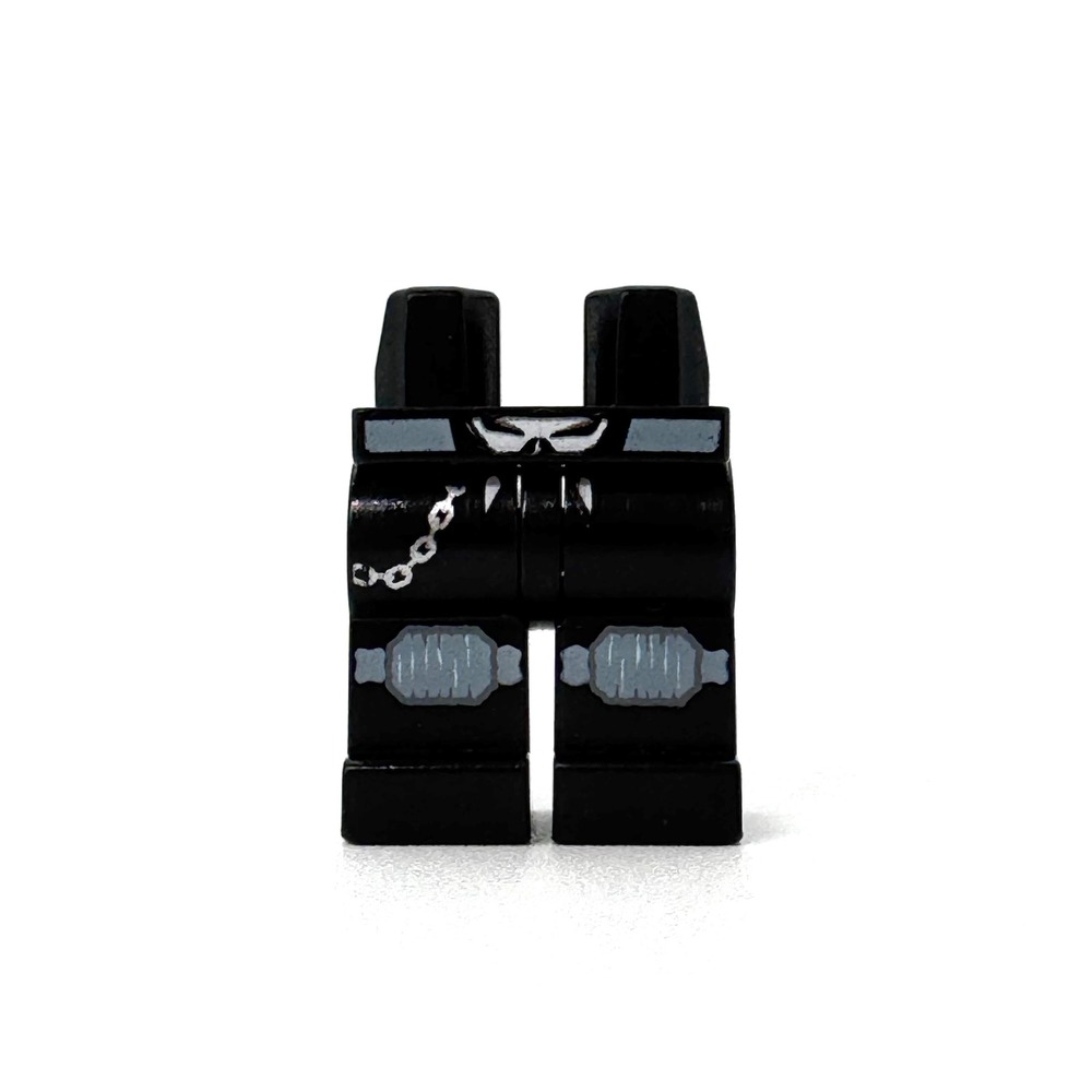 Lego Minifigure Legs Black Skull Belt Wallet Chain Knee Pads Biker